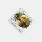 Elegant Moederdag Gray Floral Paper Napkin Servet (Hoek)