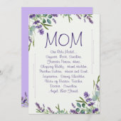 Elegant Moederdag in het Paars en groen Floral Feestdagenkaart (Voorkant / Achterkant)