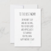 Elegant moederdag kaart met letter achterin. (Achterkant)