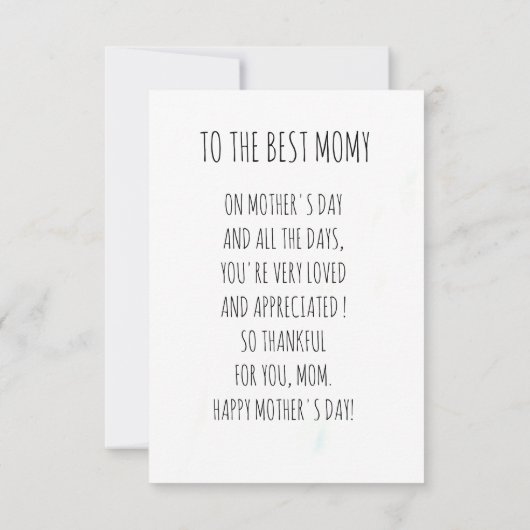 Elegant moederdag kaart met letter achterin. (Achterkant)