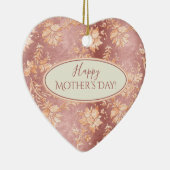 Elegant Moederdag Keepomwille Heart Damask Keramisch Ornament (Rechts)