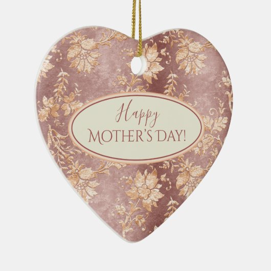 Elegant Moederdag Keepomwille Heart Damask Keramisch Ornament (Rechts)