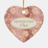 Elegant Moederdag Keepomwille Heart Damask Keramisch Ornament (Achterkant)