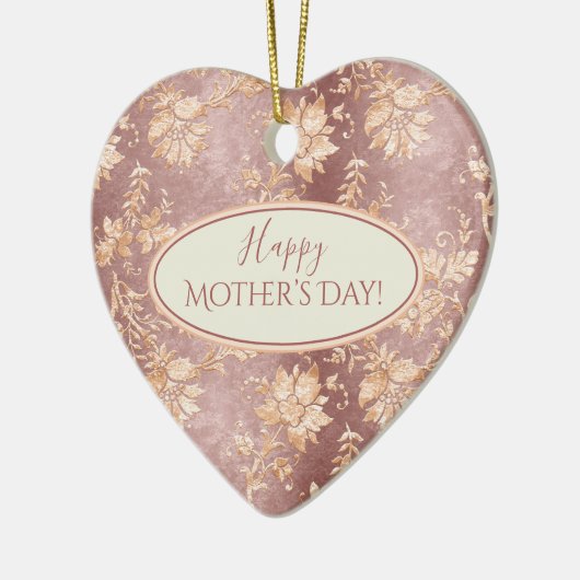 Elegant Moederdag Keepomwille Heart Damask Keramisch Ornament (Links)