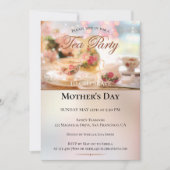 Elegant Moederdag Tea Party Invitation Kaart (Voorkant)