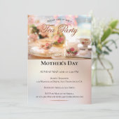 Elegant Moederdag Tea Party Invitation Kaart (Staand voorkant)