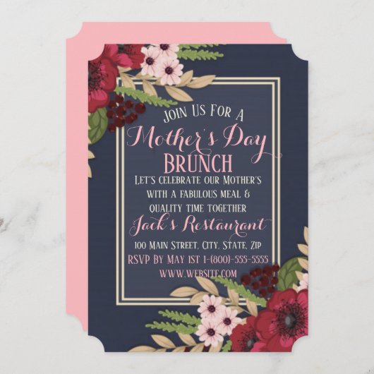 Elegant Moederdag Uitnodigingskaart Kaart (Voorkant / Achterkant)