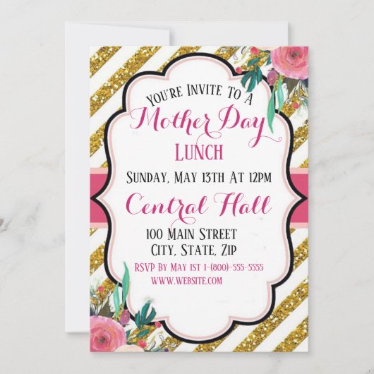 Elegant Moederdag Uitnodigingskaart Kaart (Voorkant)