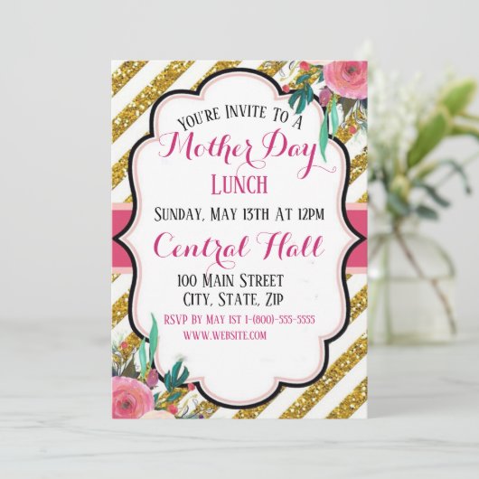 Elegant Moederdag Uitnodigingskaart Kaart (Staand voorkant)