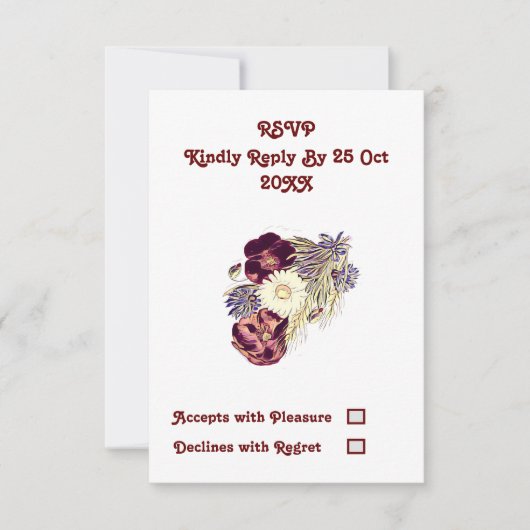 Elegant Moerbei Rustieke Bloem Bruiloft RSVP (Voorkant)