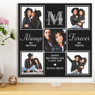 Elegant MOM 5 Photo Collage Monogram Unique Mam Canvas Afdruk