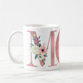 Elegant MOM Roze Waterverf Floral Letter Koffiemok (Links)