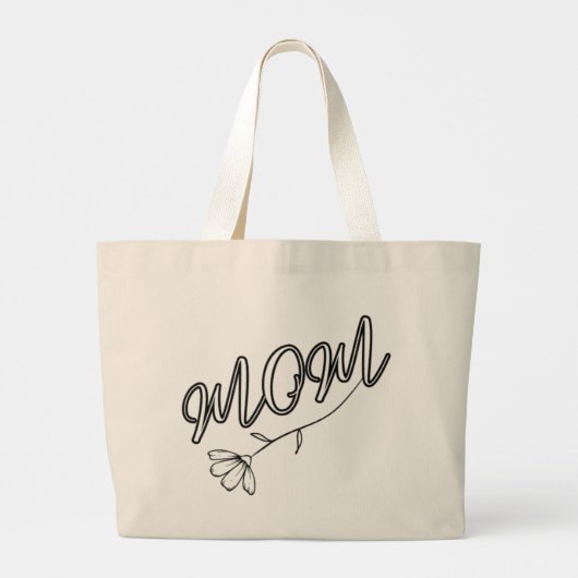 Elegant "MOM"-script met bloemontwerp Grote Tote Bag (Achterkant)