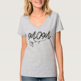 Elegant "MOM"-script met bloemontwerp T-shirt