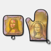Elegant Mona Lisa Gioconda Leonardo Da Vinci Ovenwant & Pannenlap Set (Voorkant)