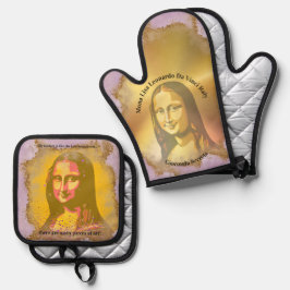 Elegant Mona Lisa Gioconda Leonardo Da Vinci Ovenwant & Pannenlap Set