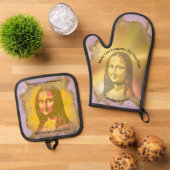 Elegant Mona Lisa Gioconda Leonardo Da Vinci Ovenwant & Pannenlap Set (Top down)