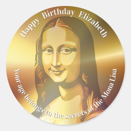 Elegant Mona Lisa Gioconda Leonardo Da Vinci Ronde Sticker (Voorkant)