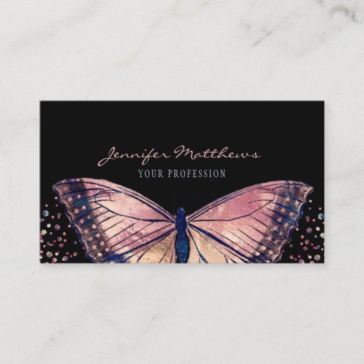 Elegant Monarch Butterfly Glitter Visitekaartje (Voorkant)