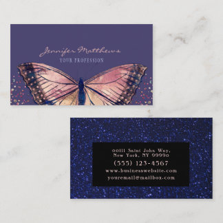 Elegant Monarch Butterfly Glitter Visitekaartje
