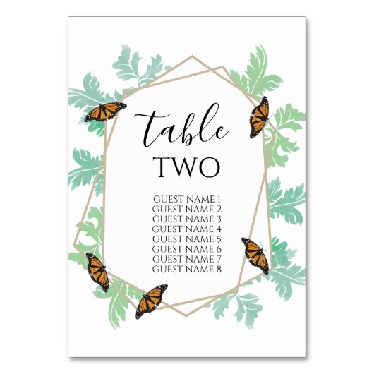 Elegant Monarch Butterfly Wedding Guest Names Kaart (Voorkant)