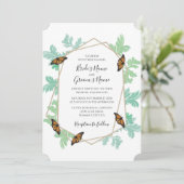 Elegant Monarch Butterfly Wedding Invitations Kaart (Staand voorkant)