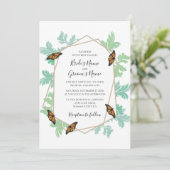 Elegant Monarch Butterfly Wedding Invitations Kaart (Staand voorkant)