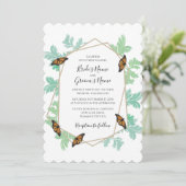 Elegant Monarch Butterfly Wedding Invitations Kaart (Staand voorkant)