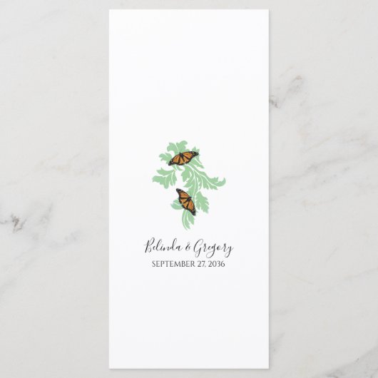 Elegant Monarch Butterfly Wedding Menu (Achterkant)