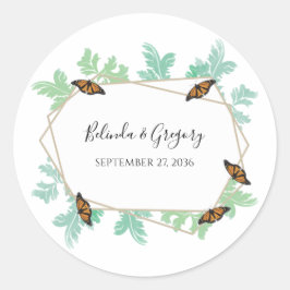 Elegant Monarch Butterfly Wedding Ronde Sticker