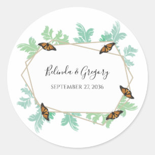 Elegant Monarch Butterfly Wedding Ronde Sticker