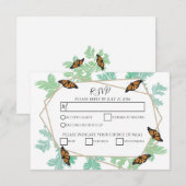 Elegant Monarch Butterfly Wedding RSVP-kaarten RSVP Kaartje (Voorkant / Achterkant)