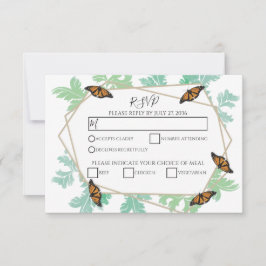 Elegant Monarch Butterfly Wedding RSVP-kaarten RSVP Kaartje