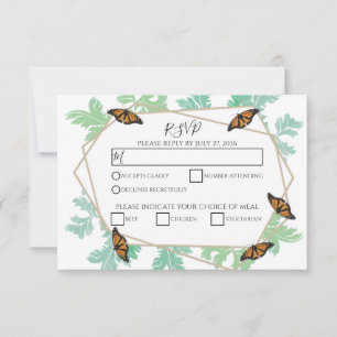 Elegant Monarch Butterfly Wedding RSVP-kaarten RSVP Kaartje