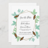 Elegant Monarch Butterfly Wedding Save the Date (Voorkant / Achterkant)