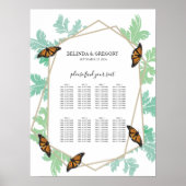 Elegant Monarch Butterfly Wedding Seding Chart Poster (Voorkant)
