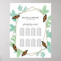 Elegant Monarch Butterfly Wedding Seding Chart