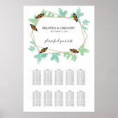 Elegant Monarch Butterfly Wedding Seding Chart Poster (Voorkant)