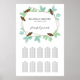 Elegant Monarch Butterfly Wedding Seding Chart Poster