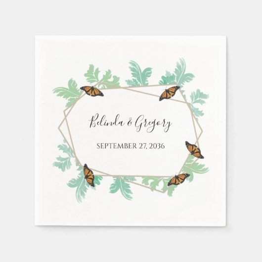 Elegant Monarch Butterfly Wedding Servet (Voorkant)