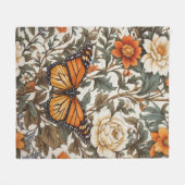 Elegant Monarch Butterfly William Morris Inspired  Fleece Deken (Voorkant (Horizontaal))