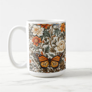 Elegant Monarch Butterfly William Morris Inspired Koffiemok
