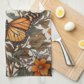Elegant Monarch Butterfly William Morris Inspired Theedoek (Quarter Fold)