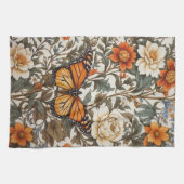 Elegant Monarch Butterfly William Morris Inspired Theedoek (Horizontaal)