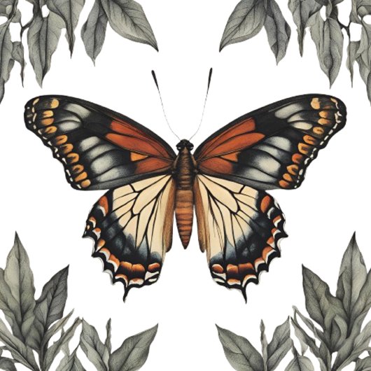 Elegant Monarch Butterfly with Grey Leaves T-shirt
