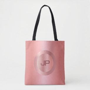 Elegant Mono gram roze Rose Gold Modern Sjabloon Tote Bag