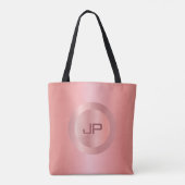 Elegant Mono gram roze Rose Gold Modern Sjabloon Tote Bag (Achterkant)