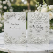 Elegant Monochromatic Off White Rose Kaart