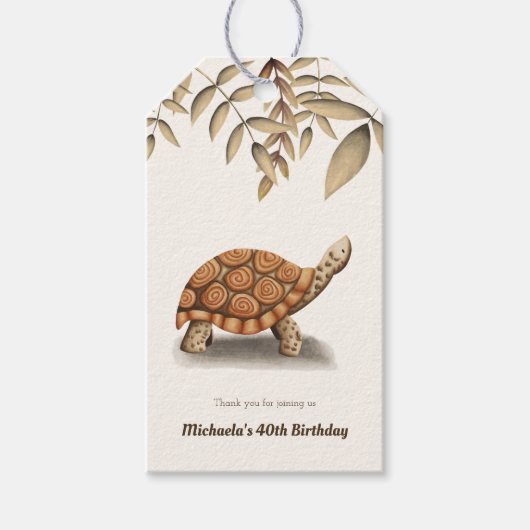 Elegant Monochromatische Giant Tortoise Dank u Cadeaulabel (Voorkant)
