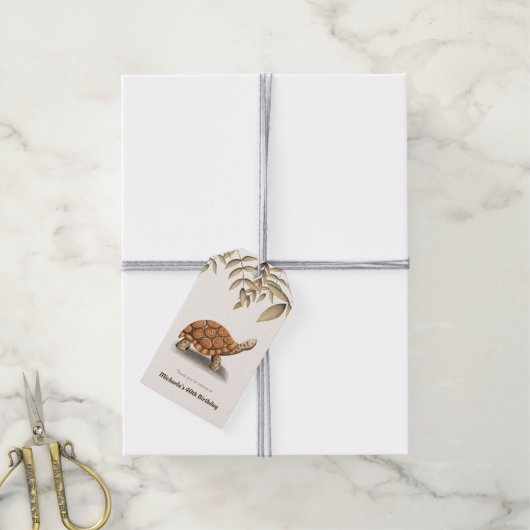 Elegant Monochromatische Giant Tortoise Dank u Cadeaulabel (Met Touw)